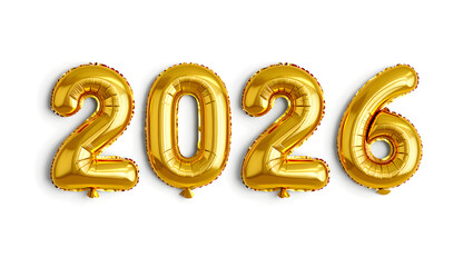 Golden number balloons displaying the year 2026 for celebrations and new year events