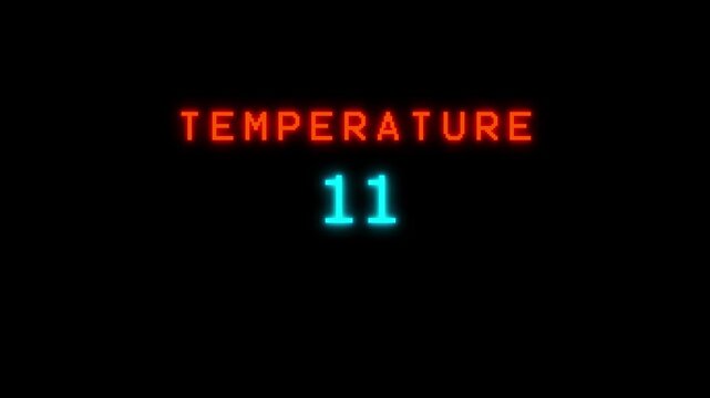 Increasing temperature number animation.  Rising temperature number from 0 to 25.