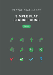Vector Flat Stroke Icon Set