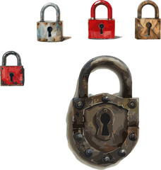 padlock and key vectors illustration