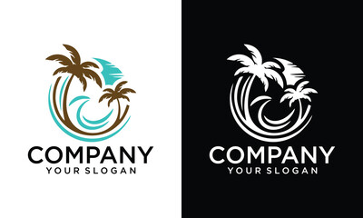 Creative Beach logo design vector illustration