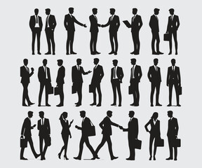 Business People Silhouettes in Professional Poses Vector