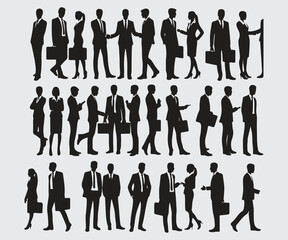 Business People Silhouettes in Professional Poses Vector