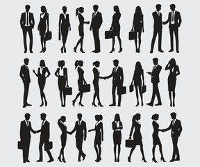 Business People Silhouettes in Professional Poses Vector