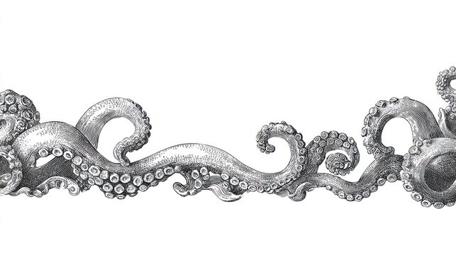 Ornate octopus tentacles border
