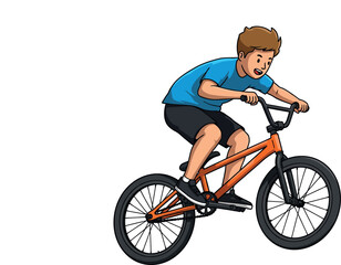 Obraz premium Illustration of a boy with jumping with an acrobatic bicycle, isolated on white background