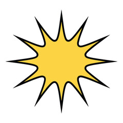 Bright yellow starburst shape with sharp points on white background