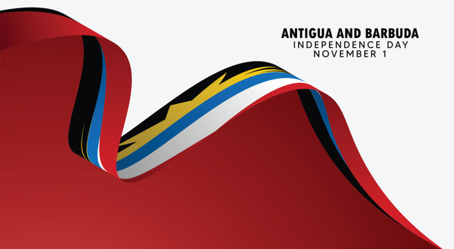 Antigua and Barbuda Independence Day celebration with waving national flag design - Powered by Adobe