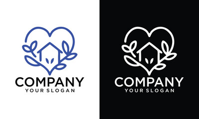 Creative love home care logo vector