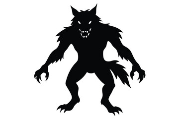 halloween werewolves vector icon silhouette