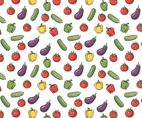 Seamless Pattern Collection of Fresh Vegetables and Vegetarian Lifestyle  Organic Greens, Vegan Icons, Farm to Table, Cute Doodles, and Minimalist Healthy Food Designs