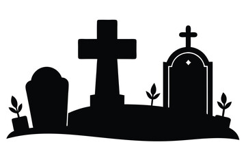 tombstones   graveyards vector icon silhouette