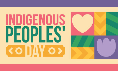 Indigenous Peoples' Day. Native American Day. American Indian culture. Heritage Month. Celebrate annual in United States. Tradition pattern. Poster, card, banner and background. Vector illustration