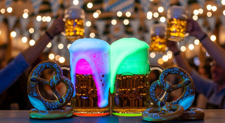 Neon Glow Beer Fest Illuminated Brews and Festive Pretzels