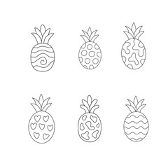 Set of pineapple. Drawn vector pineapple. flat illustration pineapple background. seamless pattern pineapple. pineapple flat illustration background.