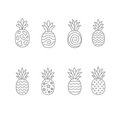 Set of pineapple. Drawn vector pineapple. flat illustration pineapple background. seamless pattern pineapple. pineapple flat illustration background.