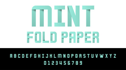 Mint Fold Paper Typeface Vector Illustration