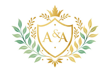 A set of elegant watercolor floral monogram logo designs featuring hand-painted botanical wreaths, pastel roses, peonies, and delicate greenery. Perfect for wedding invitations, luxury branding, femin