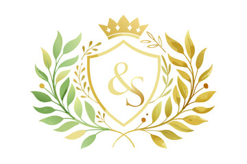 Fototapeta premium A set of elegant watercolor floral monogram logo designs featuring hand-painted botanical wreaths, pastel roses, peonies, and delicate greenery. Perfect for wedding invitations, luxury branding, femin