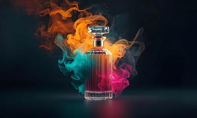 Artistic Perfume Bottle with Colourful Smoke Effect