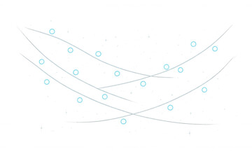 Glowing blue fairy lights garland on transparent background for festive party decoration and celebration