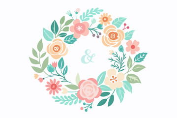 A set of elegant watercolor floral monogram logo designs featuring hand-painted botanical wreaths, pastel roses, peonies, and delicate greenery. Perfect for wedding invitations, luxury branding, femin