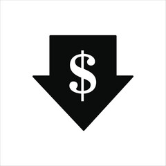 price down icons. simple solid vector