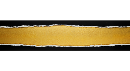 A black torn paper banner revealing a gold textured background, a luxury template for exclusive Black Friday deals. Transparent Background, Cutout