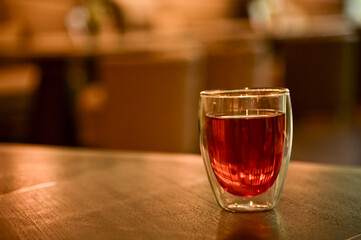 Close-up of the hot black tea. Cup of hot black tea. Food and beverage concept. Hot drink. Drink background. 