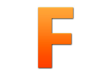 Letra F en degradado naranja y rojo