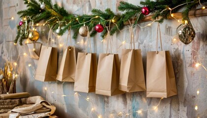 Advent calendar made of paper bags. Eco friendly advent calendar. Christmas advent calendar 