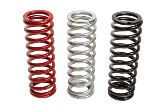 Three colorful coil springs isolated on white background