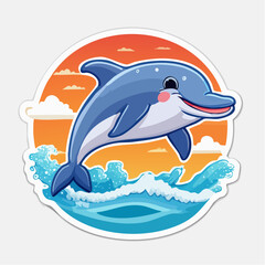 Obraz premium Playful dolphin leaping over ocean waves