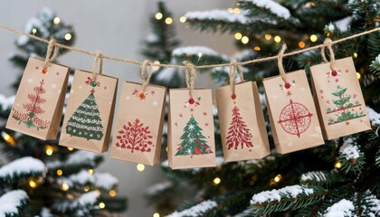 Advent calendar made of paper bags. Eco friendly advent calendar. Christmas advent calendar 