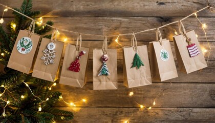 Advent calendar made of paper bags. Eco friendly advent calendar. Christmas advent calendar 