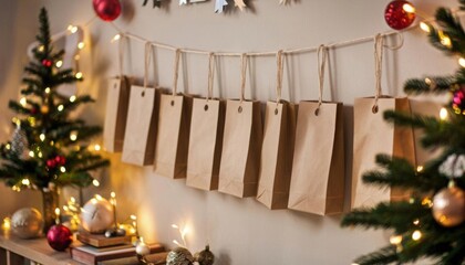 Advent calendar made of paper bags. Eco friendly advent calendar. Christmas advent calendar 