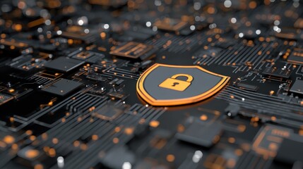 Secure Digital Background with Shield Symbol and Circuit Design for Technology Concepts