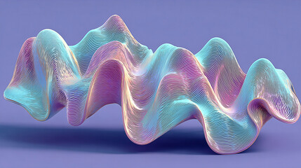Abstract flowing iridescent wave on a solid color surface