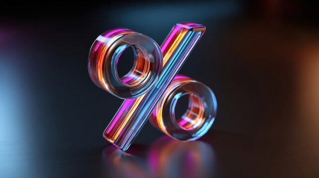 3D % percent in neon colors 
