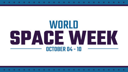 World Space Week illustration. 4 to 10 October space week conceptual cover banner, post with green and blue typography on the white background