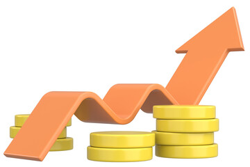 Growth graph, Growth chart. 3D illustration.