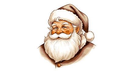 Classic Santa Claus Portrait Illustration with White Beard and Red Hat - A Festive Christmas Icon