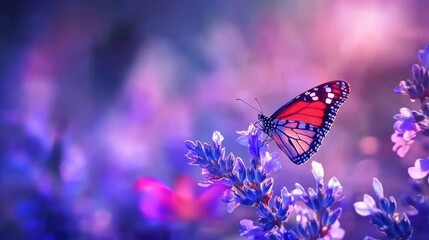 Vibrant butterfly on lavender