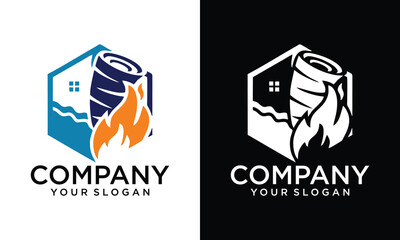 Creative Water, Fire and Mold shield Logo Design