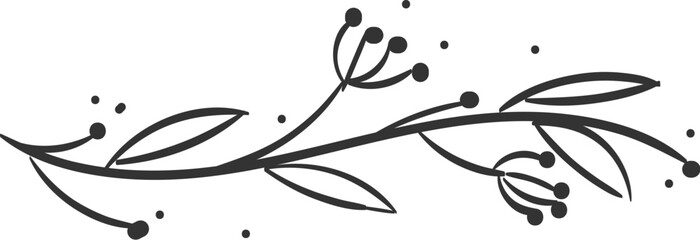 Elegant HandDrawn Floral Branch with Berries and Leaves.