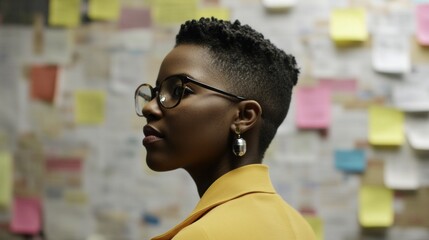 Focused professional woman in profile view