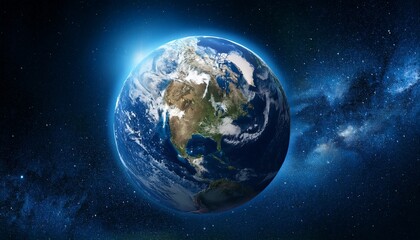 global view the earth a captivating blue marble floats gracefully in the cosmos a high angle shot unveils continents this photograph signifies the planet and its vast ecosystems