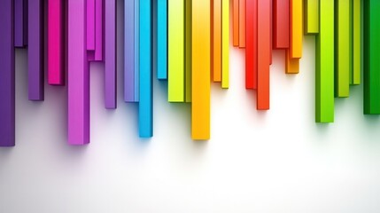 Colorful, vibrant vertical stripes on white background