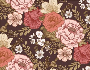 vintage floral bouquet seamless pattern design for textile and wallpaper
