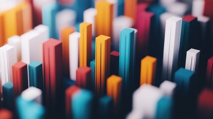 Abstract colorful 3D blocks forming a vibrant, textured landscape
